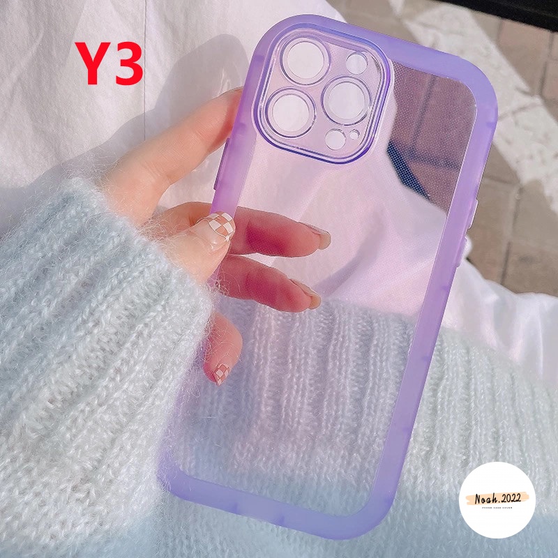 Case Pelindung Lensa Transparan Warna Macaron Fluorescent Untuk IPhone XR Xs Max X 11 12 Pro Max