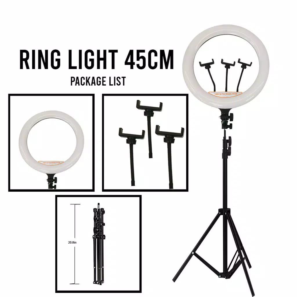 Ringlight LED Ring light Lampu hias MUA LED 3 mode diameter 45cm besar