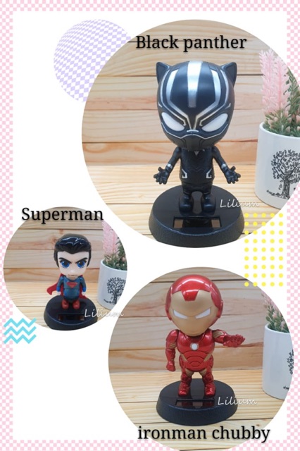 Pajangan dashboard mobil Avenger solar power ironman thor spiderman hulk deadpool groot marvel