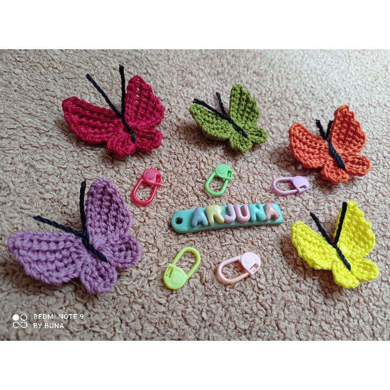 Aplikasi rajut || aplikasi kupu kupu rajut