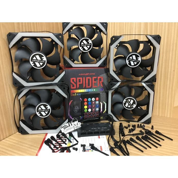 Kipas/Fan Case Komputer ABKONCORE SPIDER Spectrum 5 Fan LED 12cm With Controller