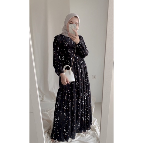 Ayana Dress Black Butik Chlaris (READY SIAP KIRIM)
