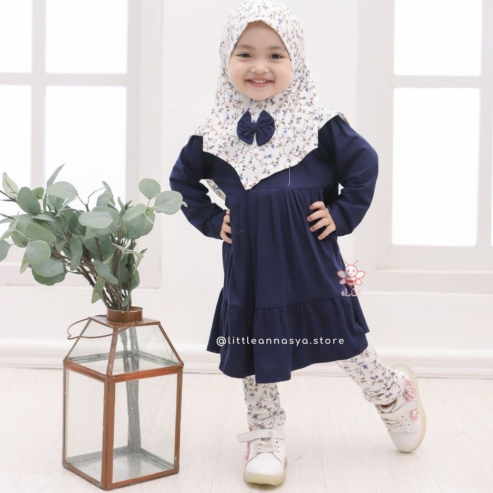 Baju Setelan Anak Perempuan Dress Tunik Setcel One Set 1-6 Tahun Bahan Spandek Rayon Super Bisa COD Grosir Pakaian Anak Nayla