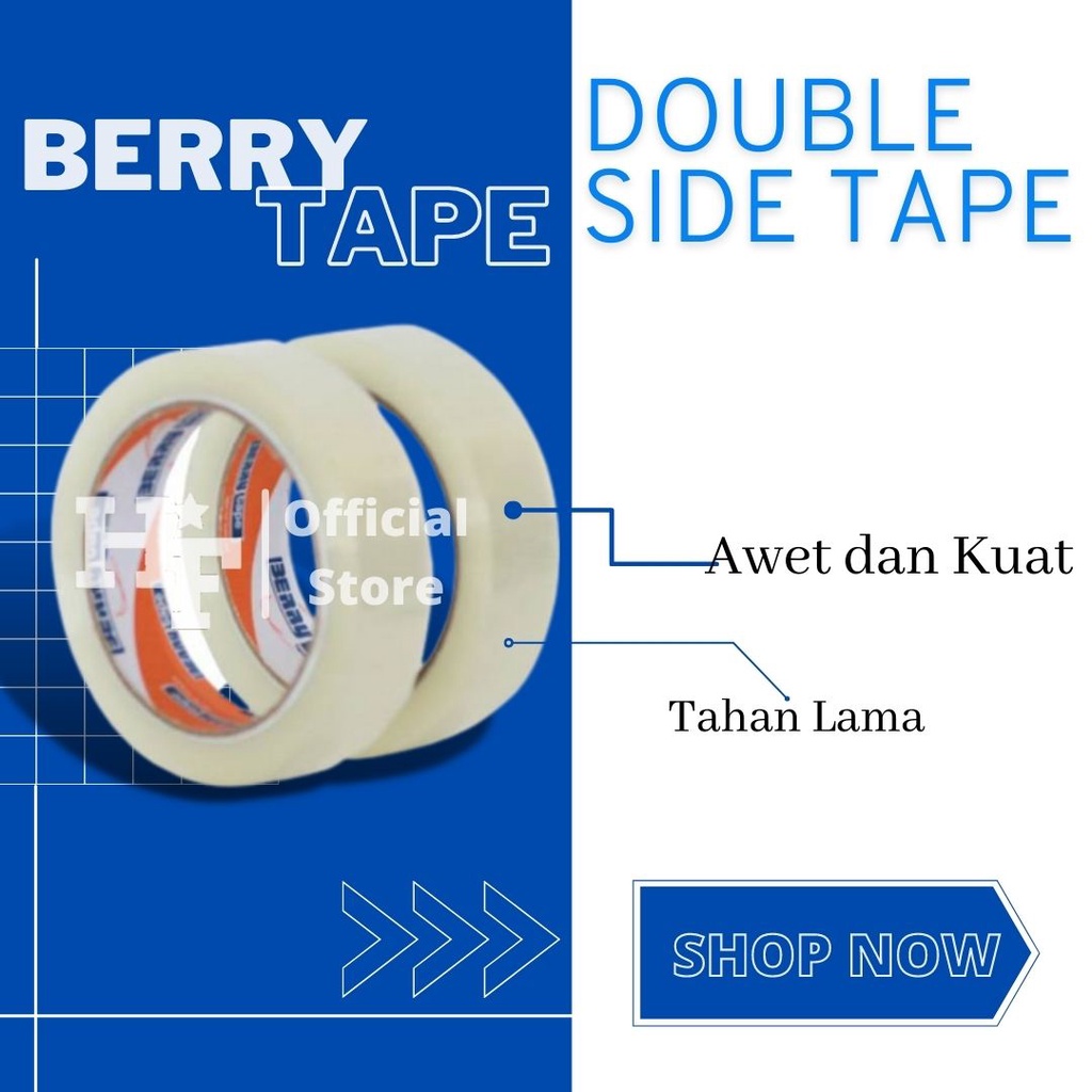 Tape/Berry Tape/Double Side Tape/Double tape/Double tape 12mm/Solasi/Isolasi/Solasi Putih/Alat Kanto