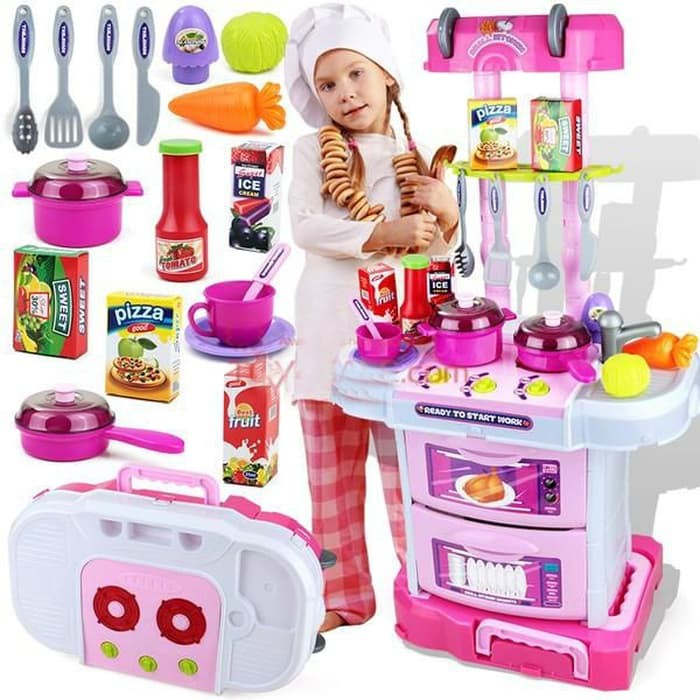 Mainan Anak Perempuan Wanita Kue Ulang Tahun Kado Ulang Tahun I20M7  Little Chef Kitchen Set Koper 3