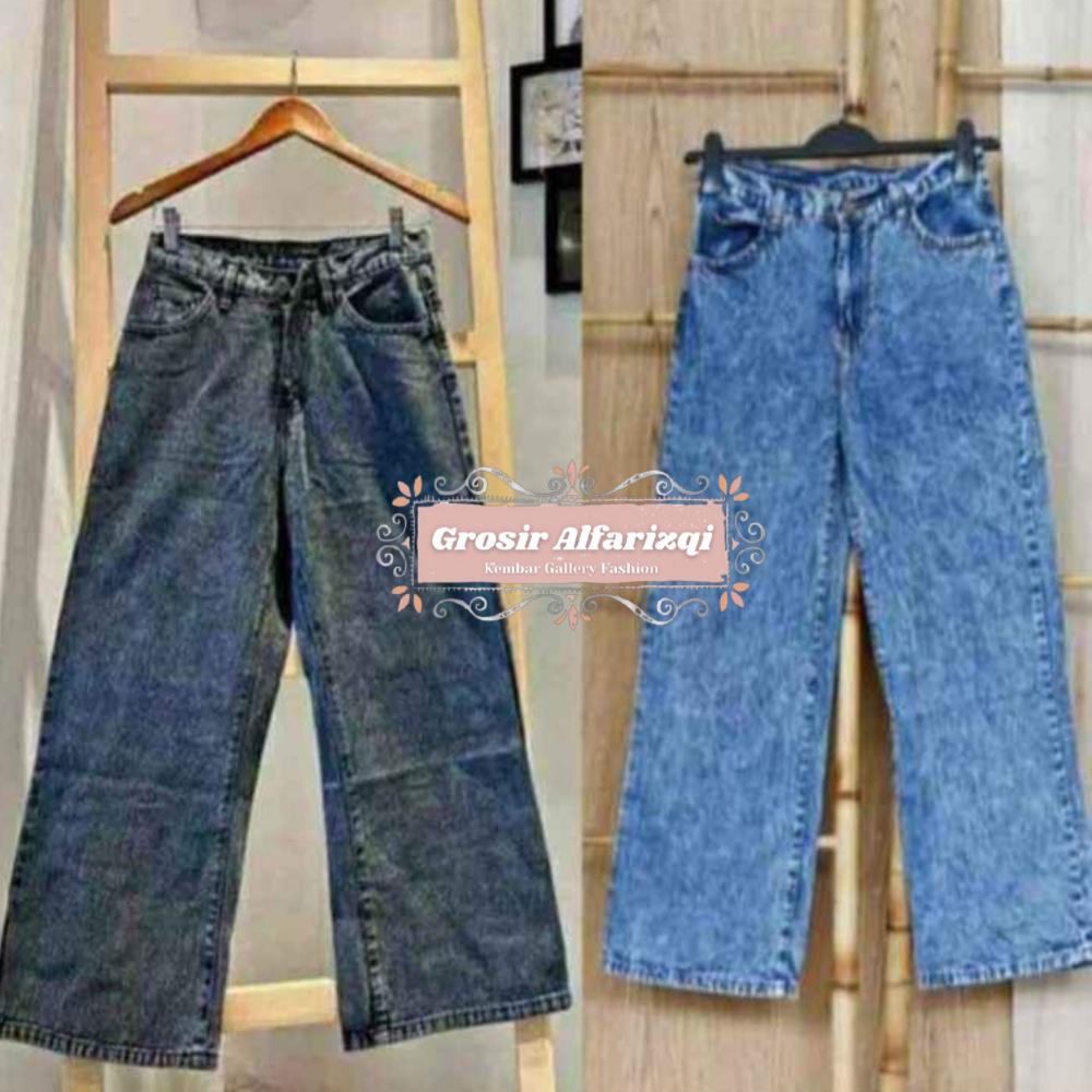 Celana Jeans Kulot Highwaist Wanita Boyfriend Jeans Cewek Kekinian Celana Kulot Panjang Levis Jeans-2