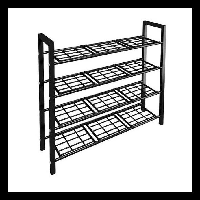 Jual BEST SELLER JYSK SHOE RACK 4 SHELVES AGNI 67X19X60CM METAL BLACK