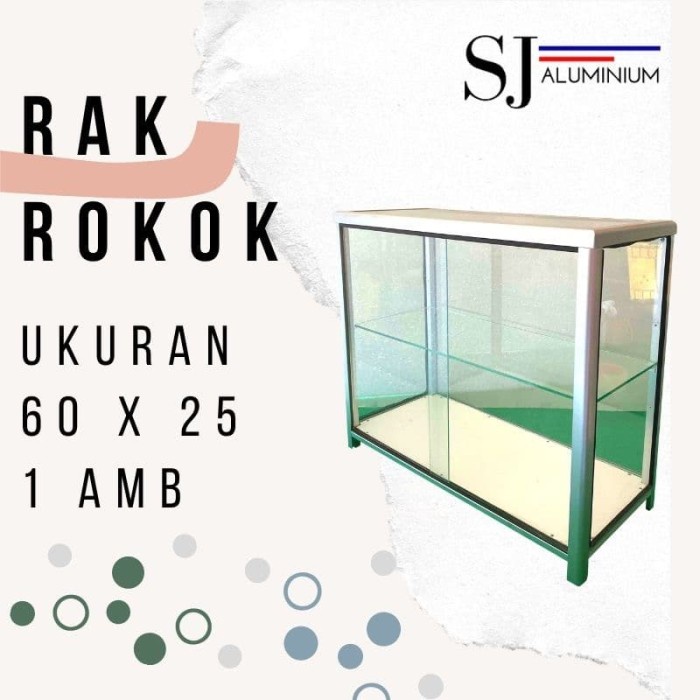 Etalase Kaca - Rokok/Makanan/Warung - Ukuran 60 Cm X 25 Cm + 1 Ambalan