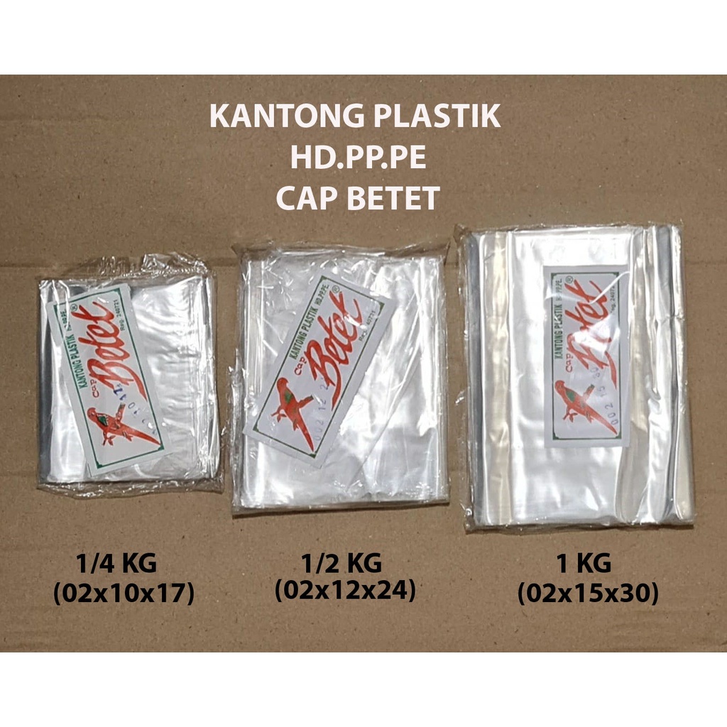 KANTONG PLASTIK CAP BETET 1KG, 1/2 KG, 1/4KG