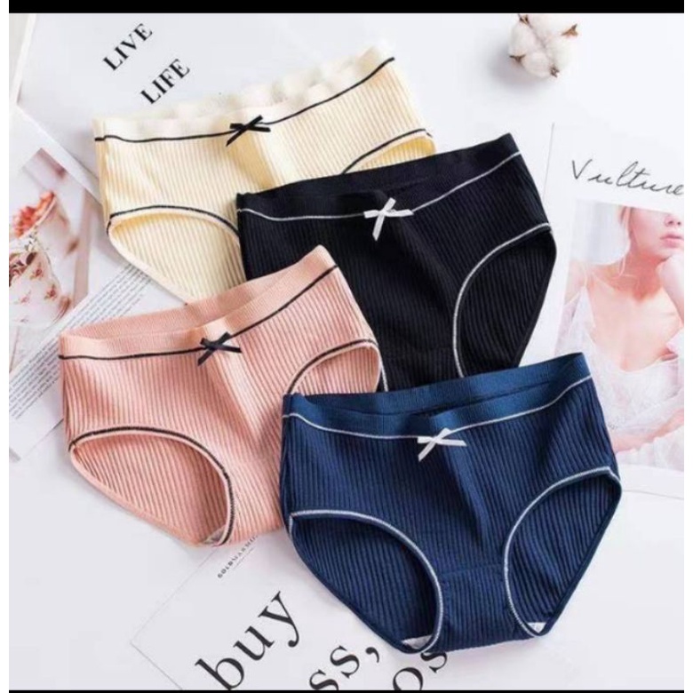 CD M11 Celana Dalam Wanita/Cewek Polos List Hitam