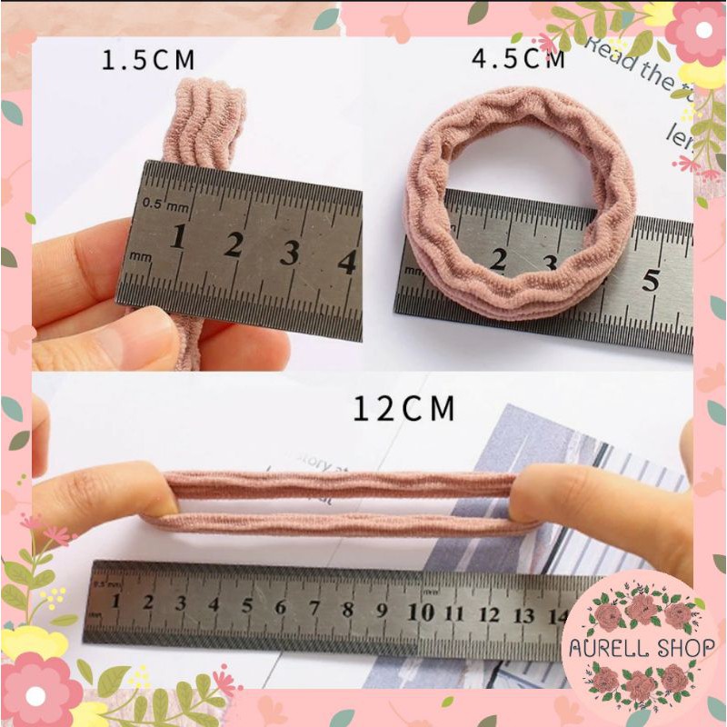 [ COD ] 20pcs IKAT RAMBUT KOREAN STYLE MOTIF / GELANG KARET RAMBUT / TALI RAMBUT ELASTIS MULTICOLOUR-4