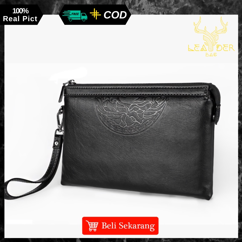 Tas Tangan Cowok Kulit Kangaroo Original Import Clutch Pria Kulit Ori Keren Model Terbaru 2022 Waterproof Atau Clucth Handbag Kulit Pria Wanita Terbaru Warna Hitam Motif Simpel Anti Air Berkualitas Impor KANGAROO MAPLE D01