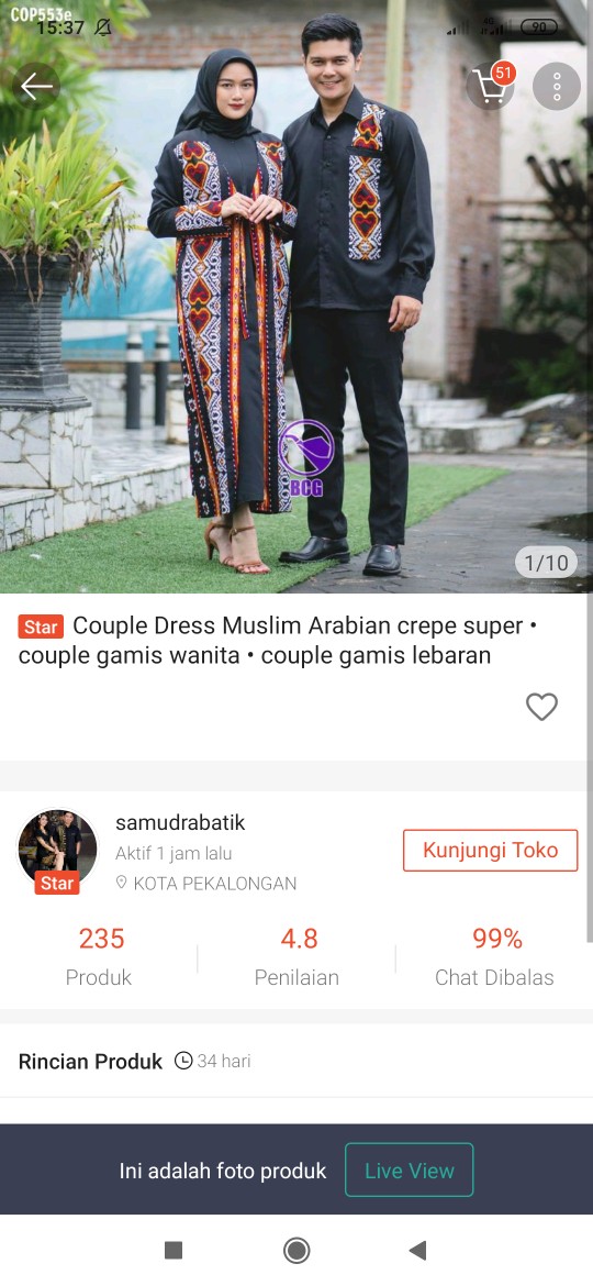 Couple Gamis Muslim Arabian Crepe Super • Couple Gamis Wanita • Couple Gamis Lebaran • Batik Couple