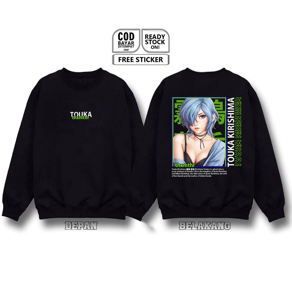 SWEATER TOUKA CHAN KIRISHIMA TOKYO GHOUL WAIFU ANIME MANGA WIBU OTAKU ANTEIKU KEN KANEKI JUUZOU SIGN