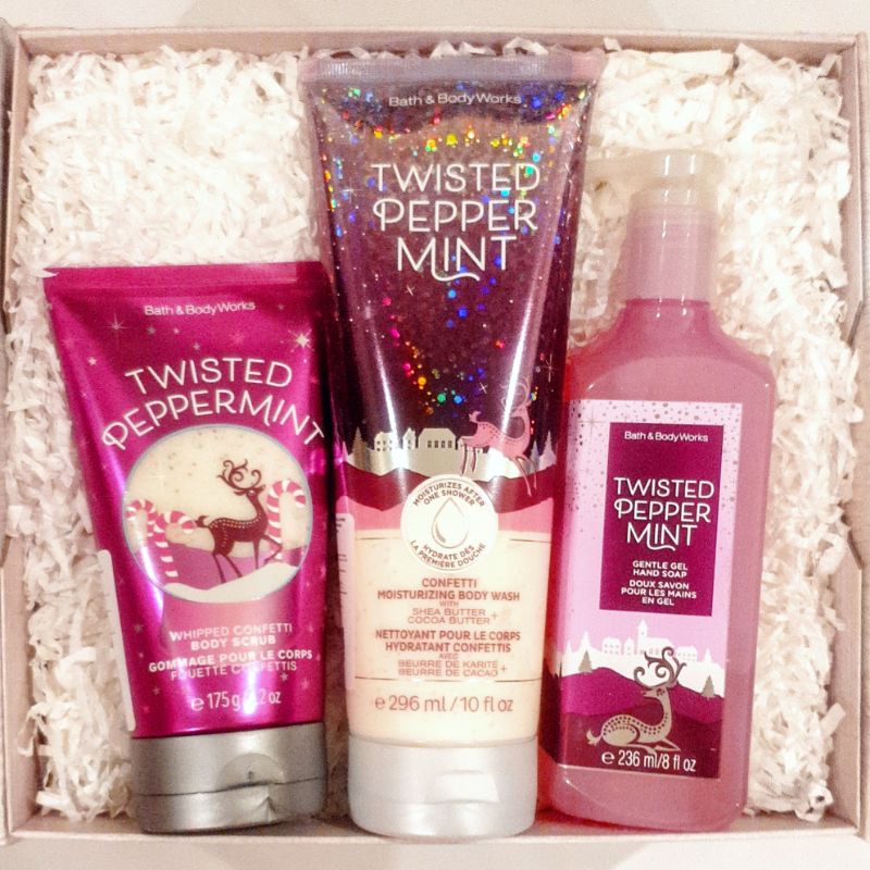 BBW TWISTED PEPPERMINT GIFT SET PAKET BATH &amp; BODY WORKS