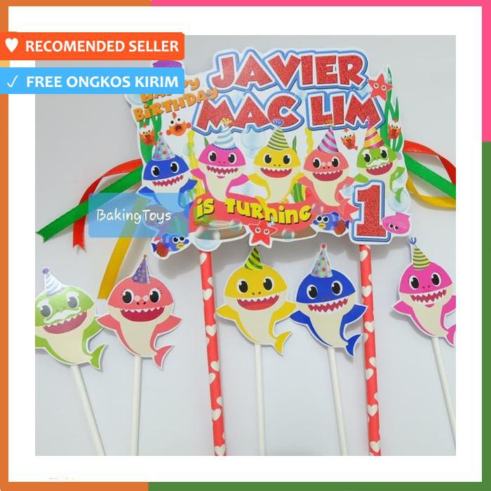 TOPPER CAKE BIRTHDAY BABY SHARK RED