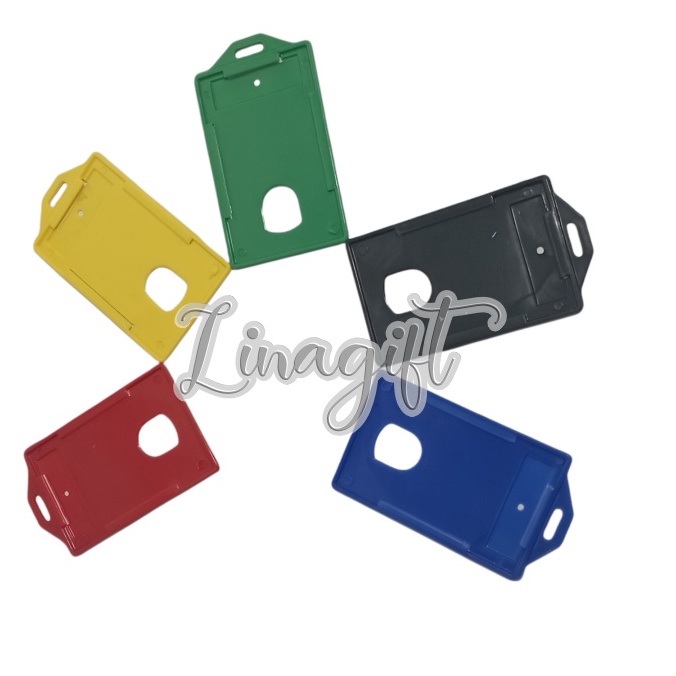 ( Ecer ) TEMPAT ID CARD - GANTUNGAN TALI NAME TAG / CASING KOTAK PLASTIK / TALI KUR / PLASTIK NAMETAG TRANSPARANT / ID CARD HOLDER