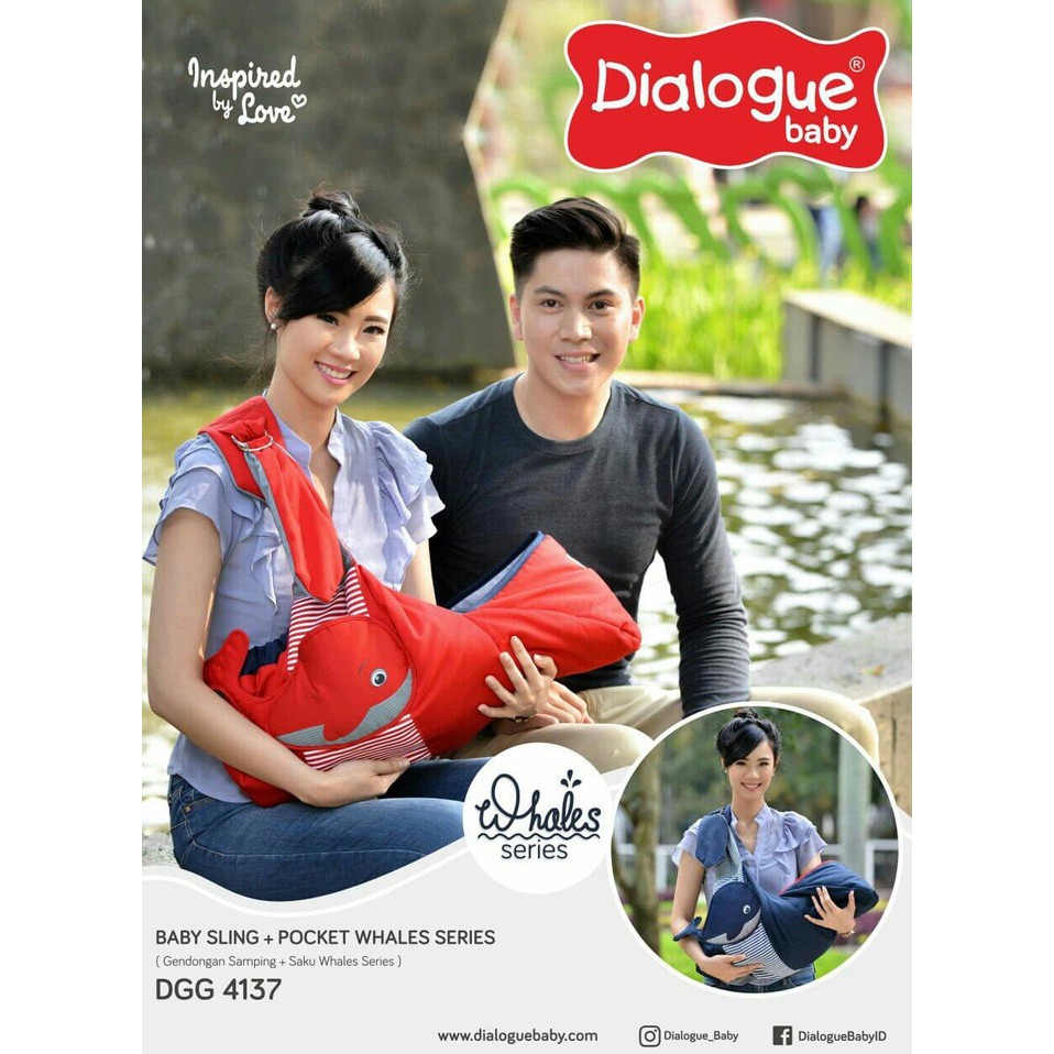 Dialogue DGG 4137 Baby Gendongan Bayi Samping + Saku Whales Series