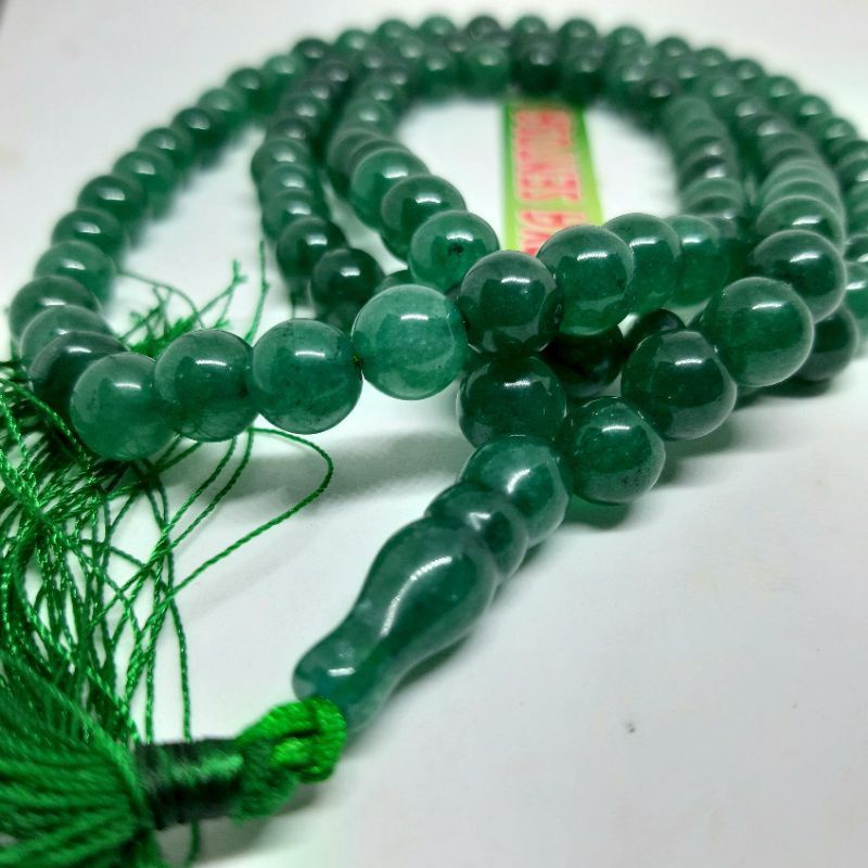 TASBIH BATU GIOK HIJAU KRISTAL 99BUTIR 8MM NATURAL 100%