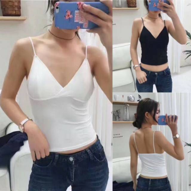 Tanktop Panjang Sexy Tank Top Bra Busa Atas Camisole Wanita