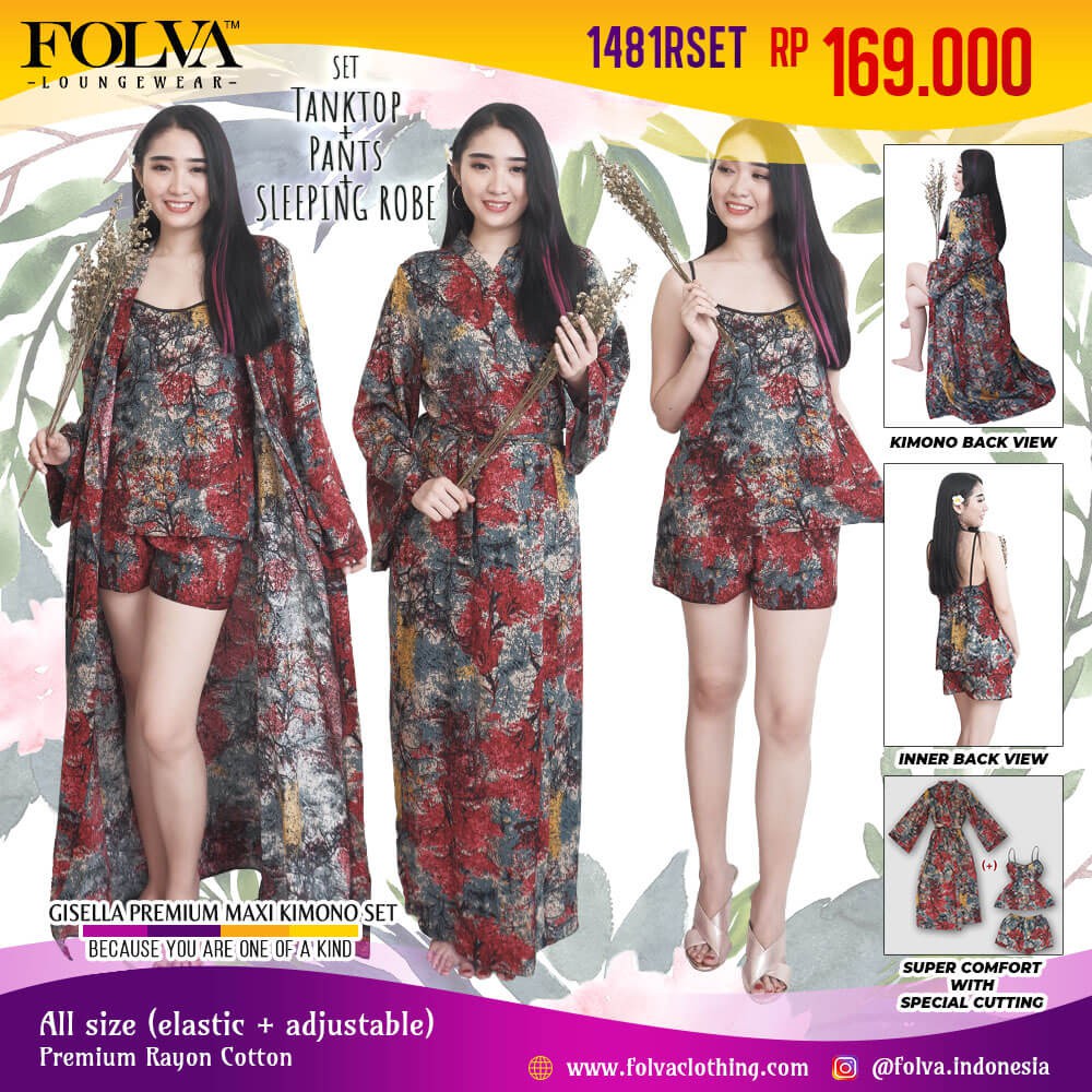 FOLVA Gisella kimono baju tidur wanita katun 1481RSET FOLVA Gisella kimono baju tidur wanita katun 1481RSET