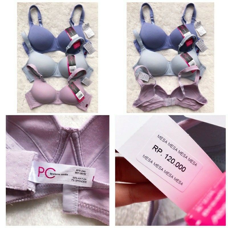 Pierre Cardin Bra Tanpa Kawat Busa Tipis 36D Katun
