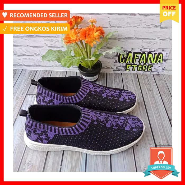 Sepatu Rajut Slavina Hitam Ungu