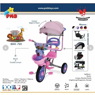 Sepeda anak Roda Tiga PMB Safari 720 CP Nickel Canopy