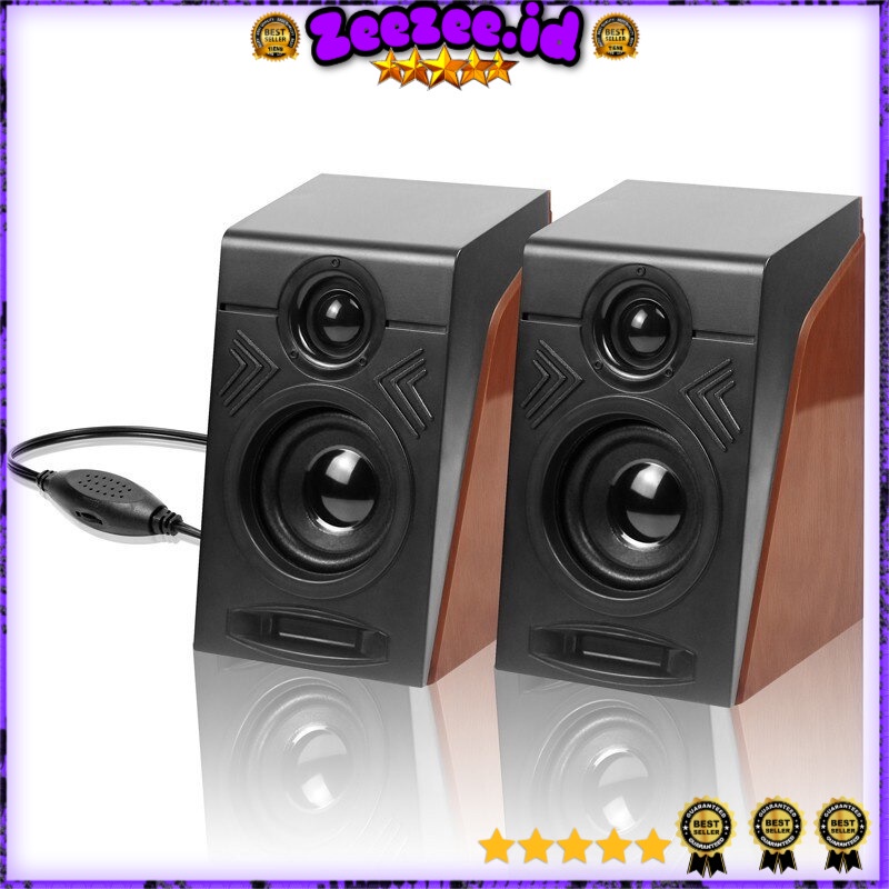 Speaker Stereo 2.0 Channel  HiFi Desktop Multimedia 2x 3W Konektor 3.5mm 12x7.5x7.3cm - Black