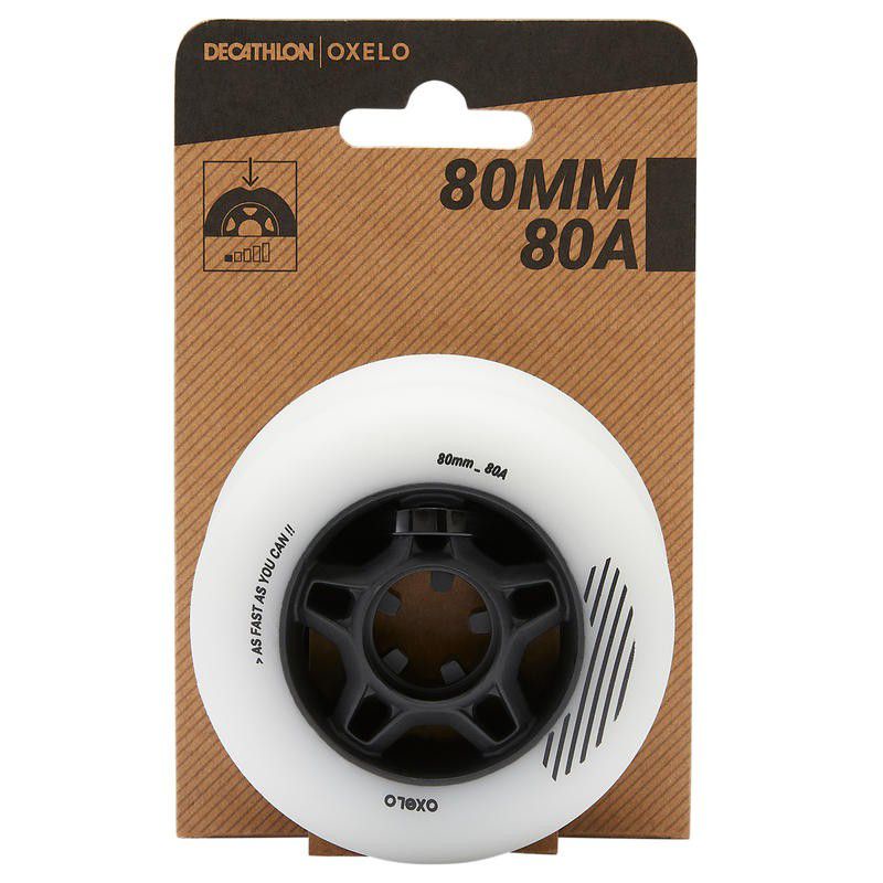 Roda sepatu roda isi 4 80mm 80a asli ban karet dewasa - putih Oxelo