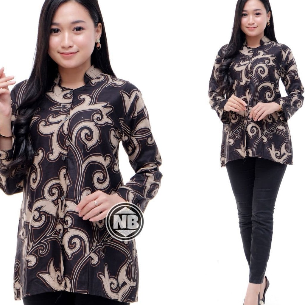 Atasan Batik Wanita Katun Dolbi Dobby Doby Tenun Sutra Tulis Halus Katun ATBM Baron ,Sarombit Atasan-KNCING KANGKUNGHITAM