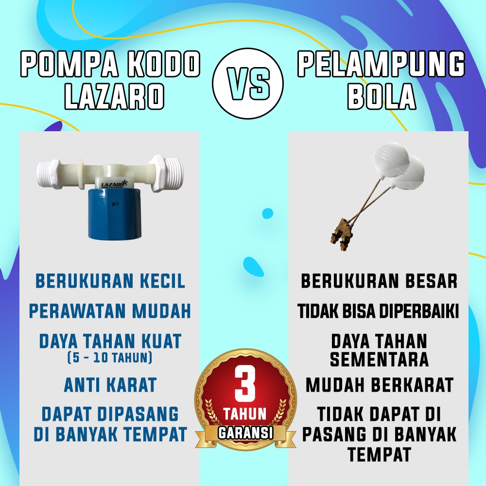 PELAMPUNG KRAN OTOMATIS/POMPA KODOK LAZARO BERKUALITAS DAN BERGARANSI 3 TAHUN