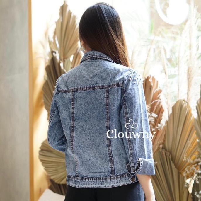 CLOUWNY - PEARL DENIM JACKET - JAKET DENIM - JAKET JEANS WANITA