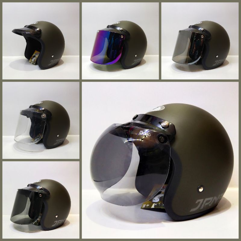 Helm Jpn Retro warna Hijau Army Dop