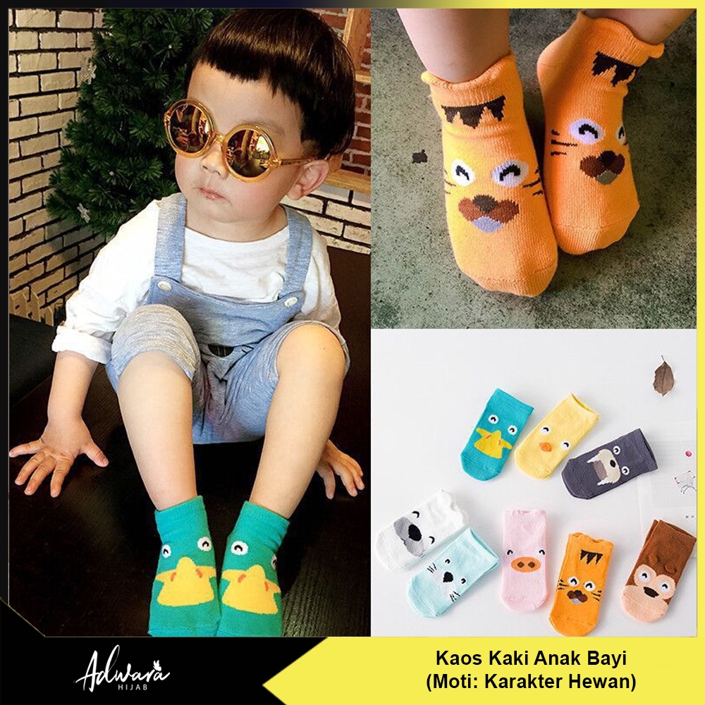 Kaos Kaki Pendek Anak Bayi Motif Karakter Hewan Lucu