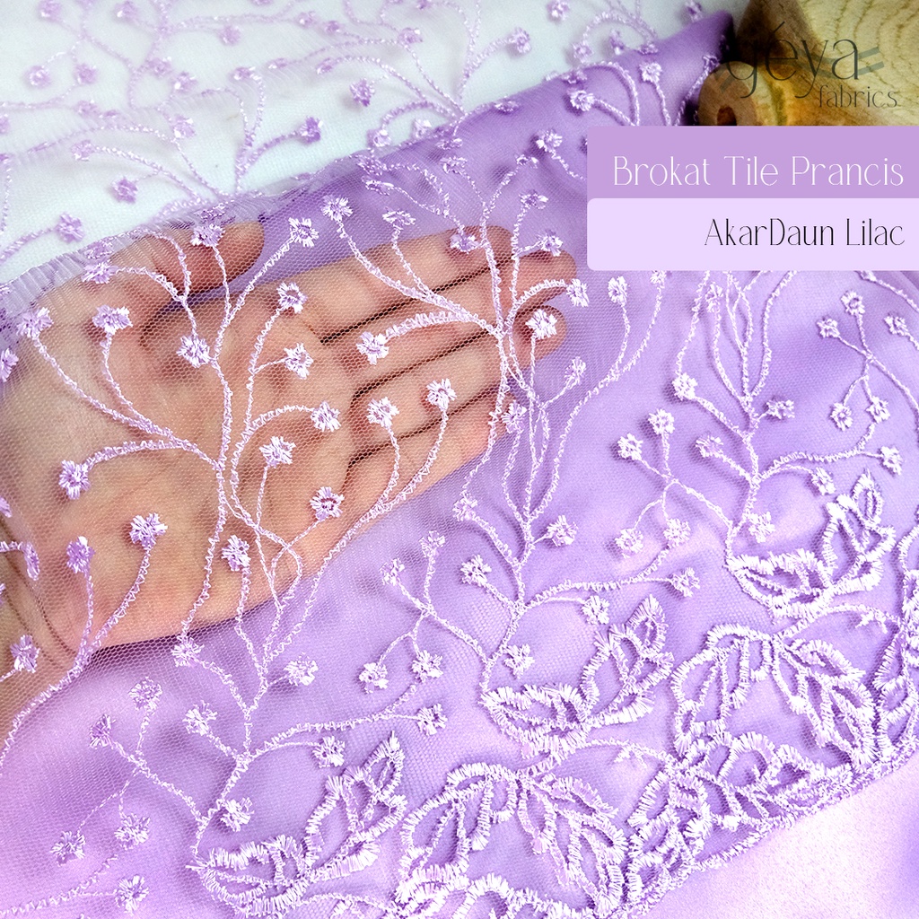 1/2 meter Kain Brokat Tile Prancis Bahan Kebaya Motif Akar