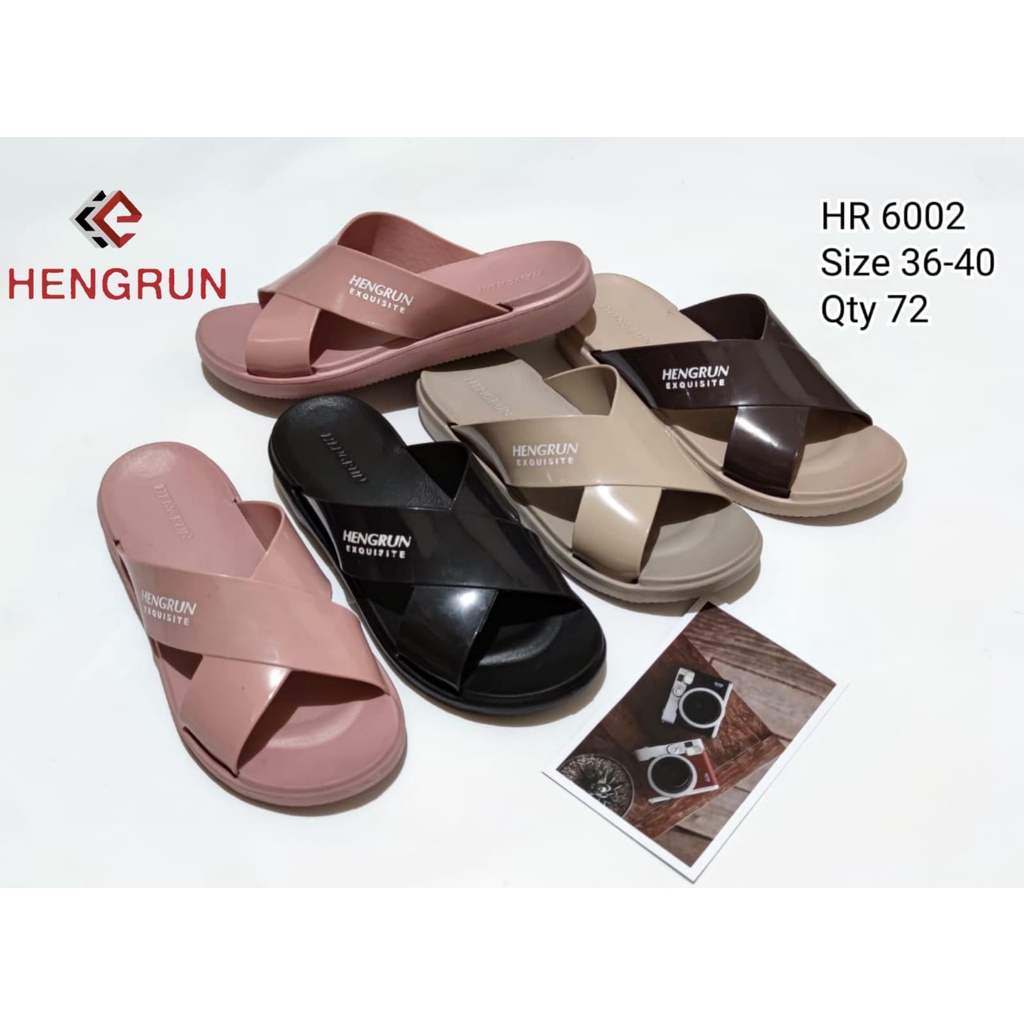 HENGRUN 6002 - SENDAL CEWEK SLOP WANITA SENDAL MODEL SILANG