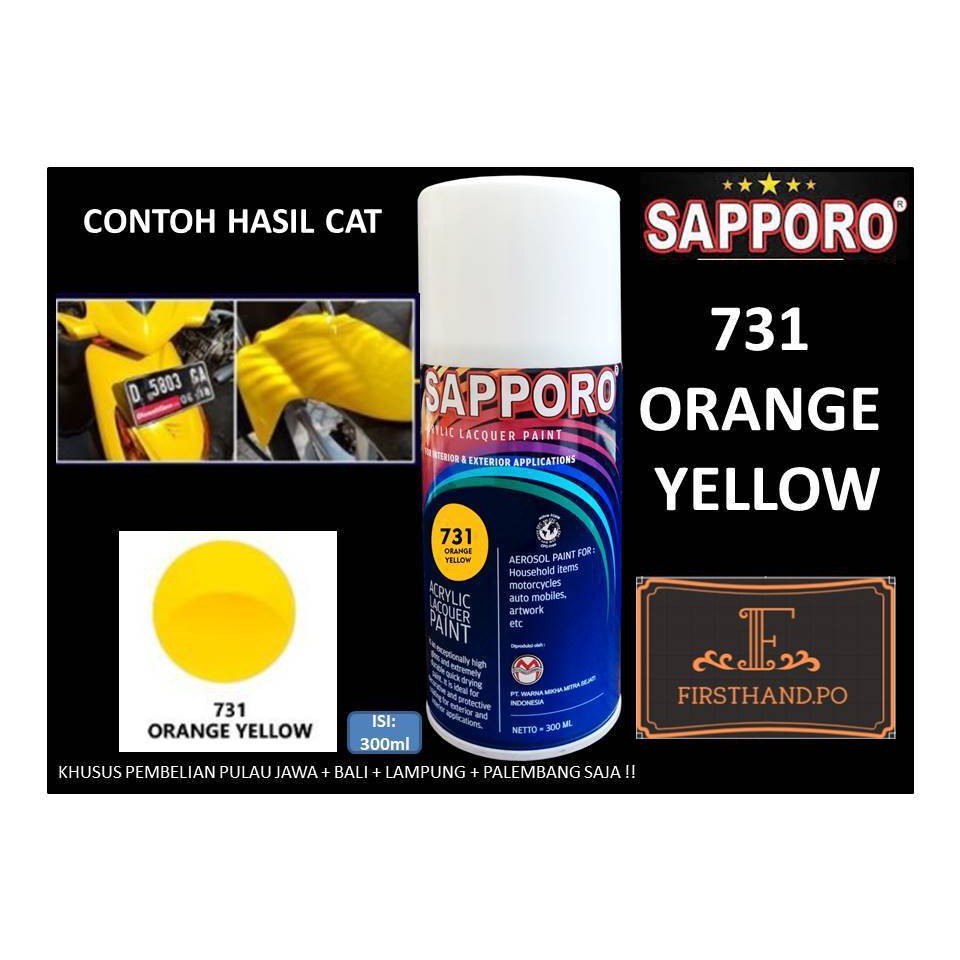 Sapporo Paint Orange Yellow 731/ Kuning/ cat semprot/ pylox/ pylok/ pilok