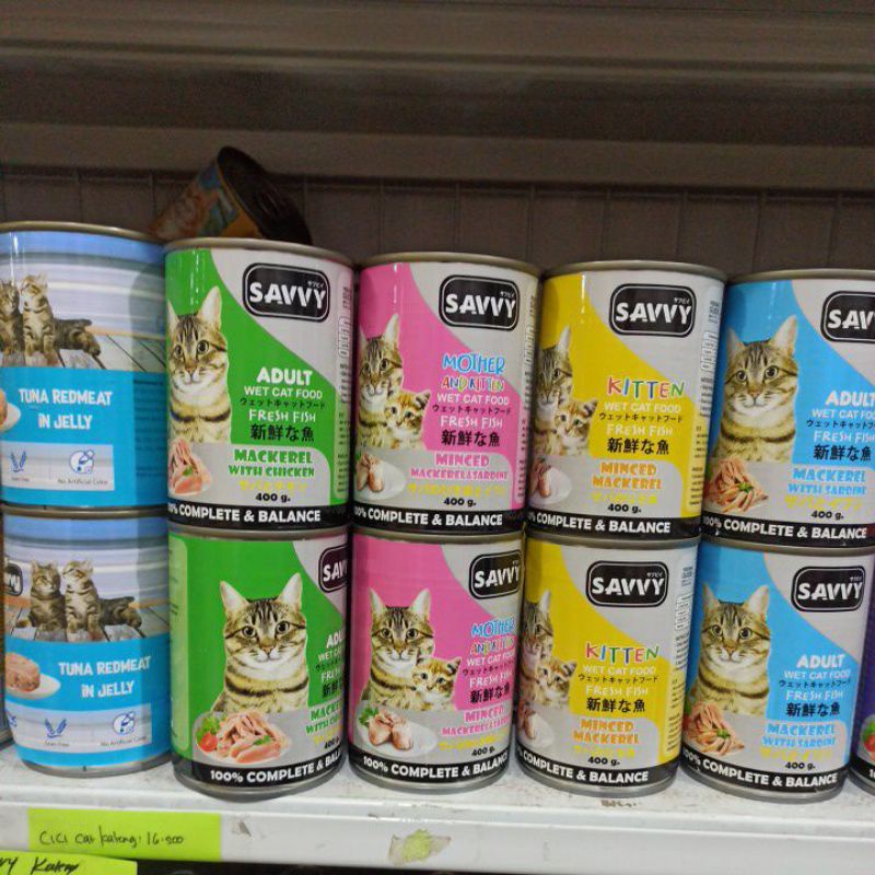 savy cat kaleng 400gram savy makanan basah