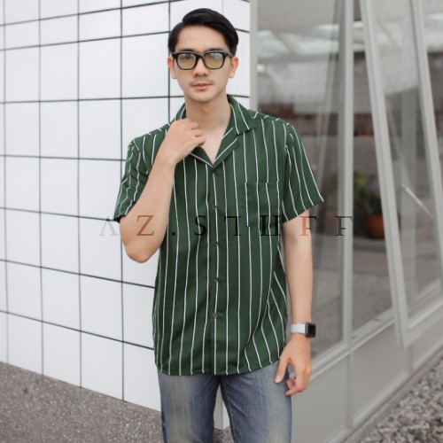 Kemeja Green Channel Exclusive/Kemeja Salur/Kemeja Ribsgold/Shirt Casual (Best Seller)