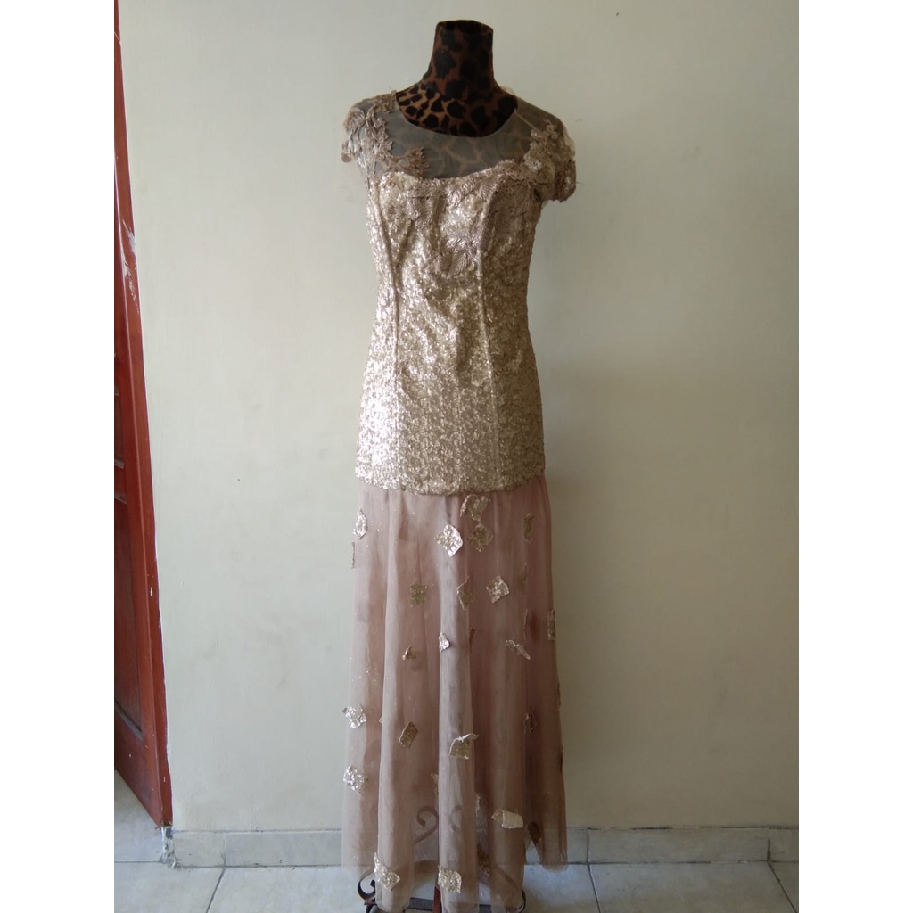 GAUN PESTA peach DRESS PREMIUM MAXI DRESS WEDDING BRIDESMAID gold