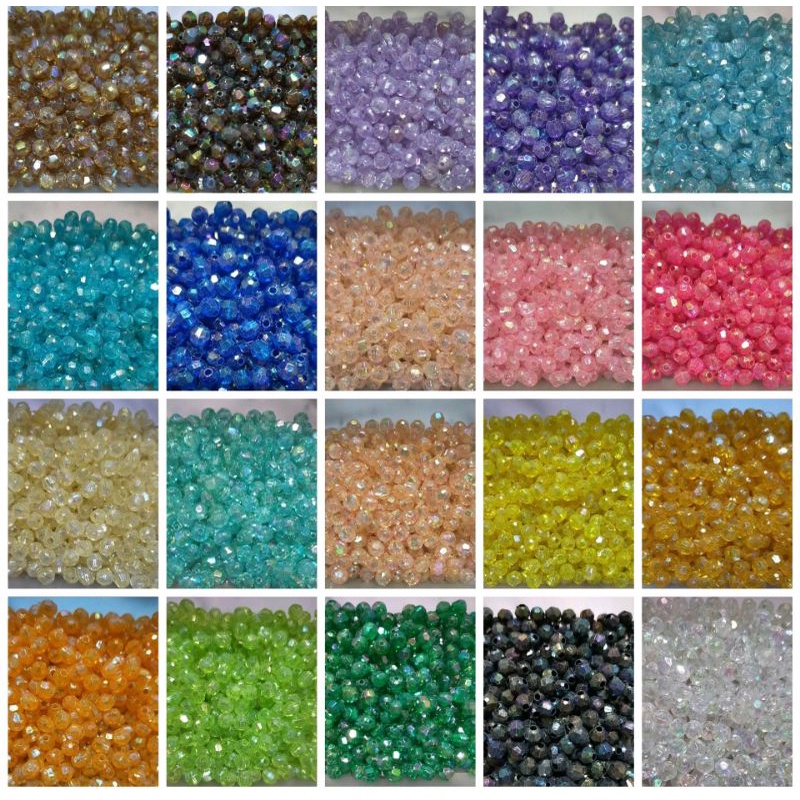 Mote Segi Bulat Pelangi 6 mm