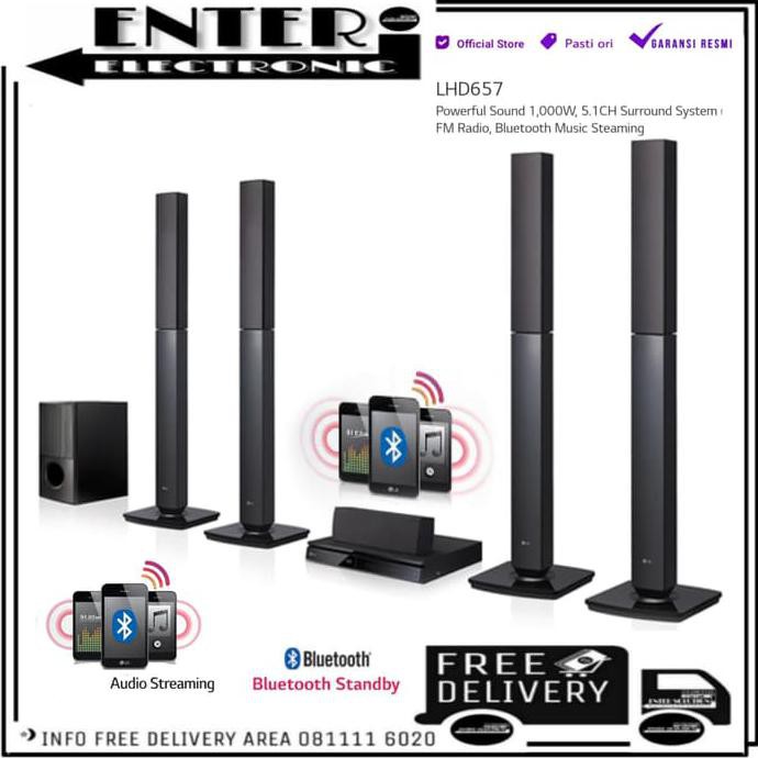 

PROMO TERMURAH LG HOME THEATER LHD657 - SPEAKER HOME THEATER 5.1 CH 1000W LG LHD 657 ZD414