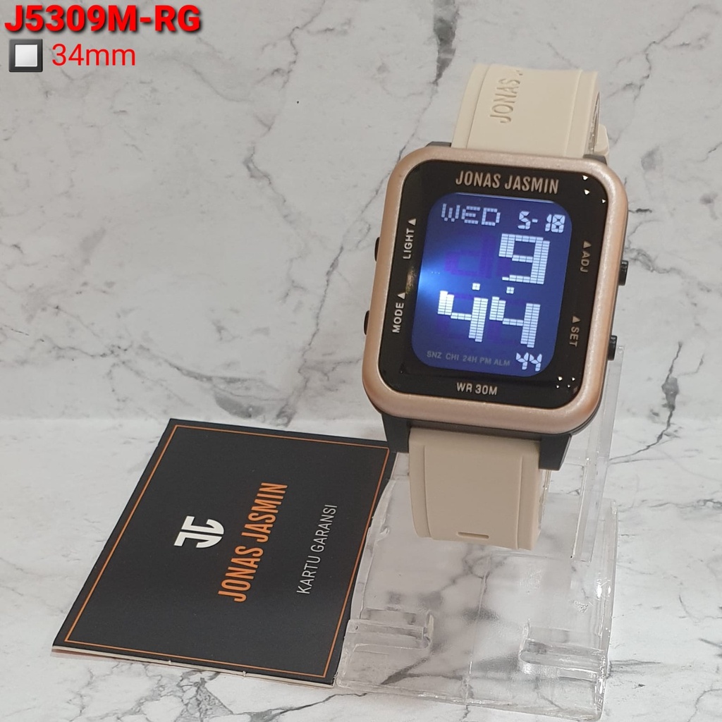 JAM TANGAN WANITA JONAS JASMIN ORIGINAL J5309M DIGITAL TALI RUBBER TAHAN AIR