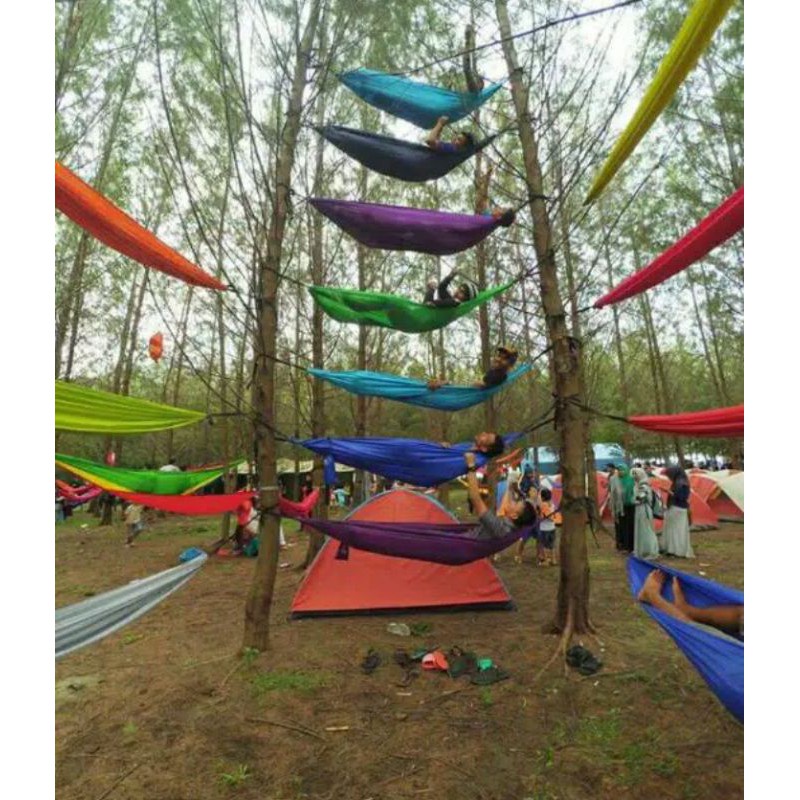 [BISA COD] Hammock Single (tempat tidur gantung) ayunan hamock piknik hiking camping aksesoris pecinta alam new