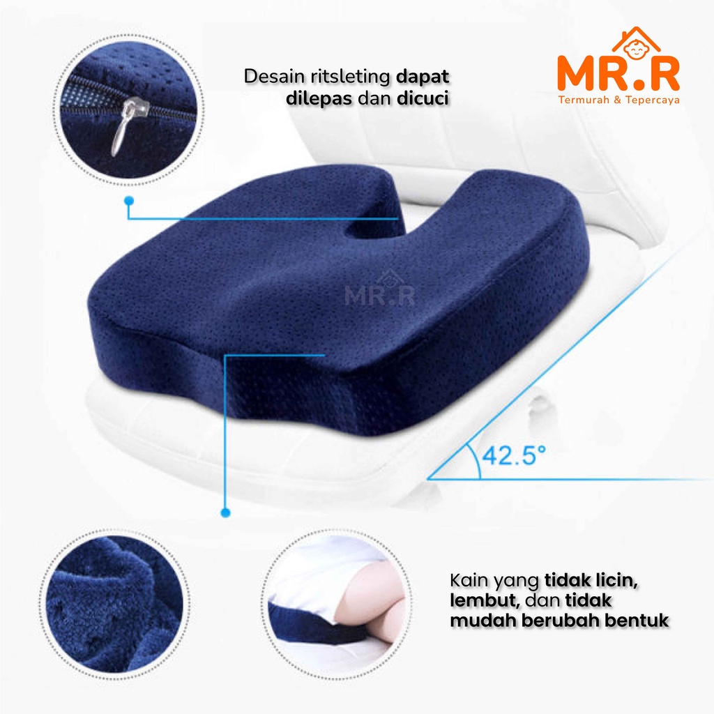 Bantal Alas Duduk Kursi Memory Foam Alas Kursi Kayu Bantal Kursi Kantor Kerja Alas Duduk Jok Mobil Bantal Terapi Nyeri Tulang Ekor Kesehatan Empuk Nyaman Original