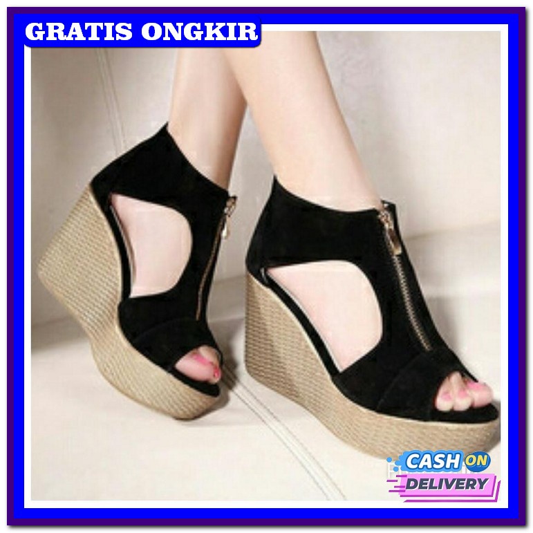 5240Mk Sepatu Wedges Wanita Elegan Wejes / Weges / Wadges Santai Ik613 Kokop Ed23 Cafana Sandal Wedg
