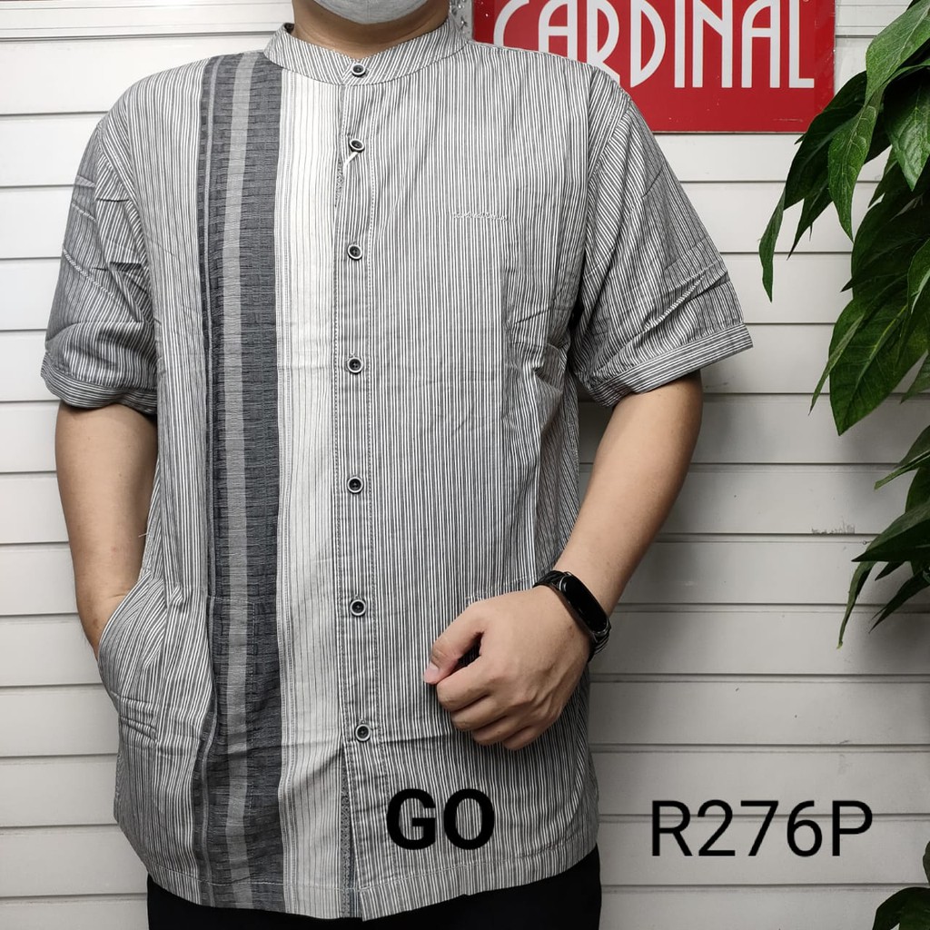 BB CARDINAL KEMEJA KOKO Taqwa Pakaian Pria  Baju Muslim Kekinian Original Lengan Pendek Salur