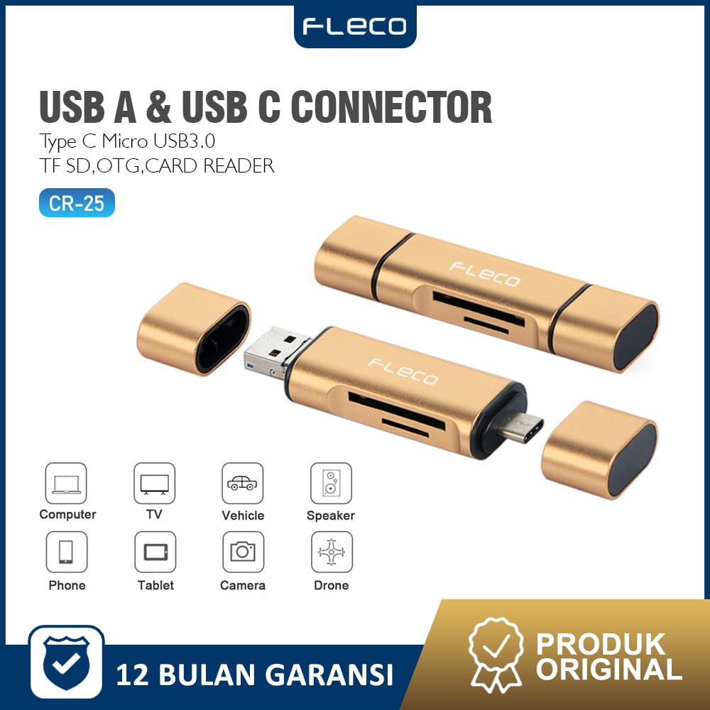OTG 3in1 Smart Card Reader USB 3.0 Type C Combo CR-25 FLECO