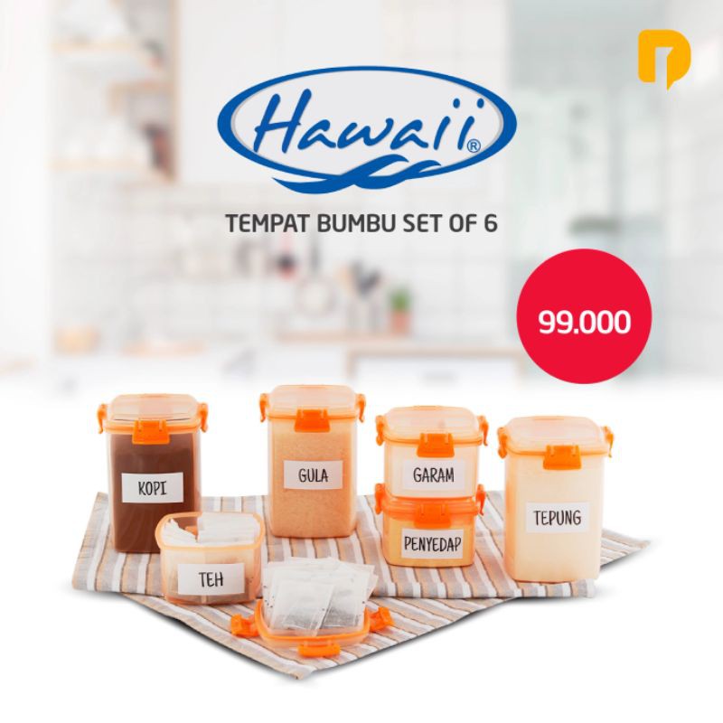 DUSDUSAN Hawaii Tempat Bumbu Set of 6 Wadah Plastik Bumbu